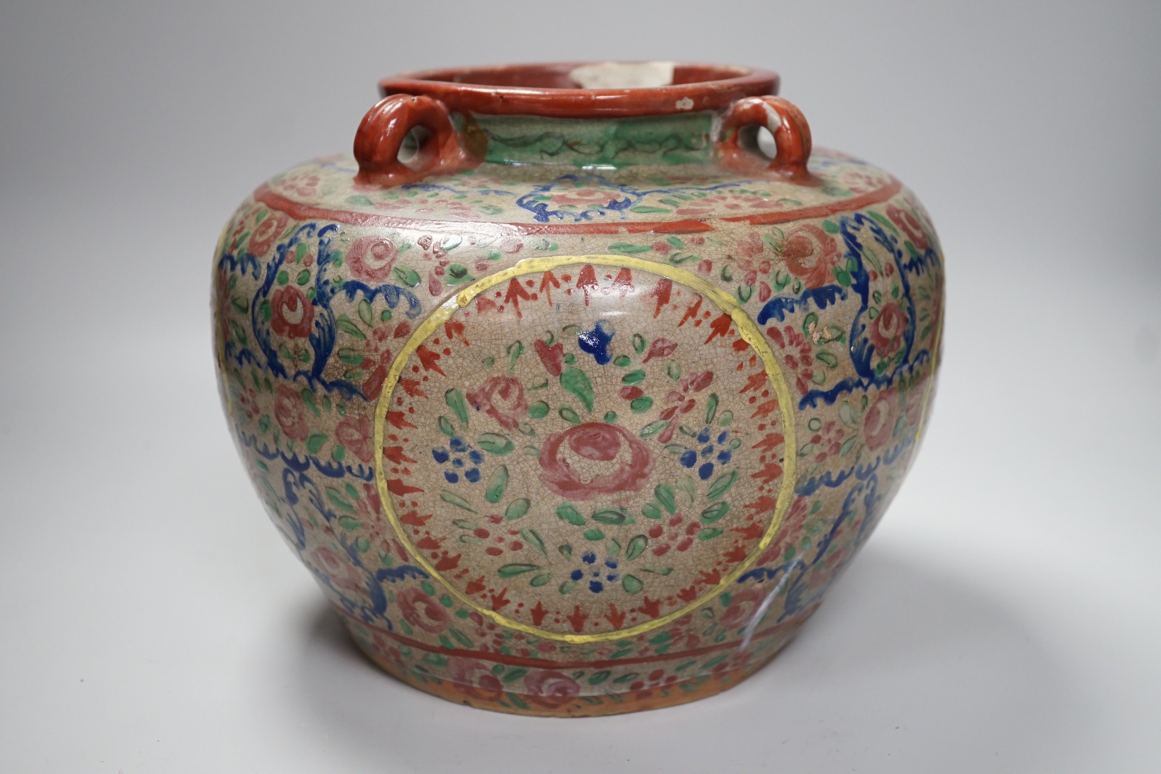 A Chinese famille rose jar made for the Thai market, 20cm tall